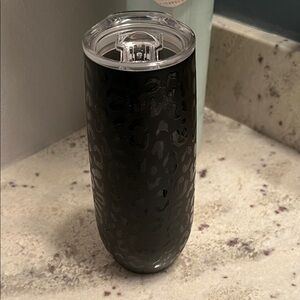 Black Textured Insulated Tumbler With Slide Open Lid